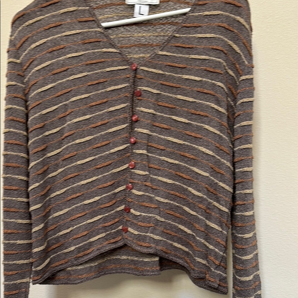 Brenda French Striped V-Neck Cardigan